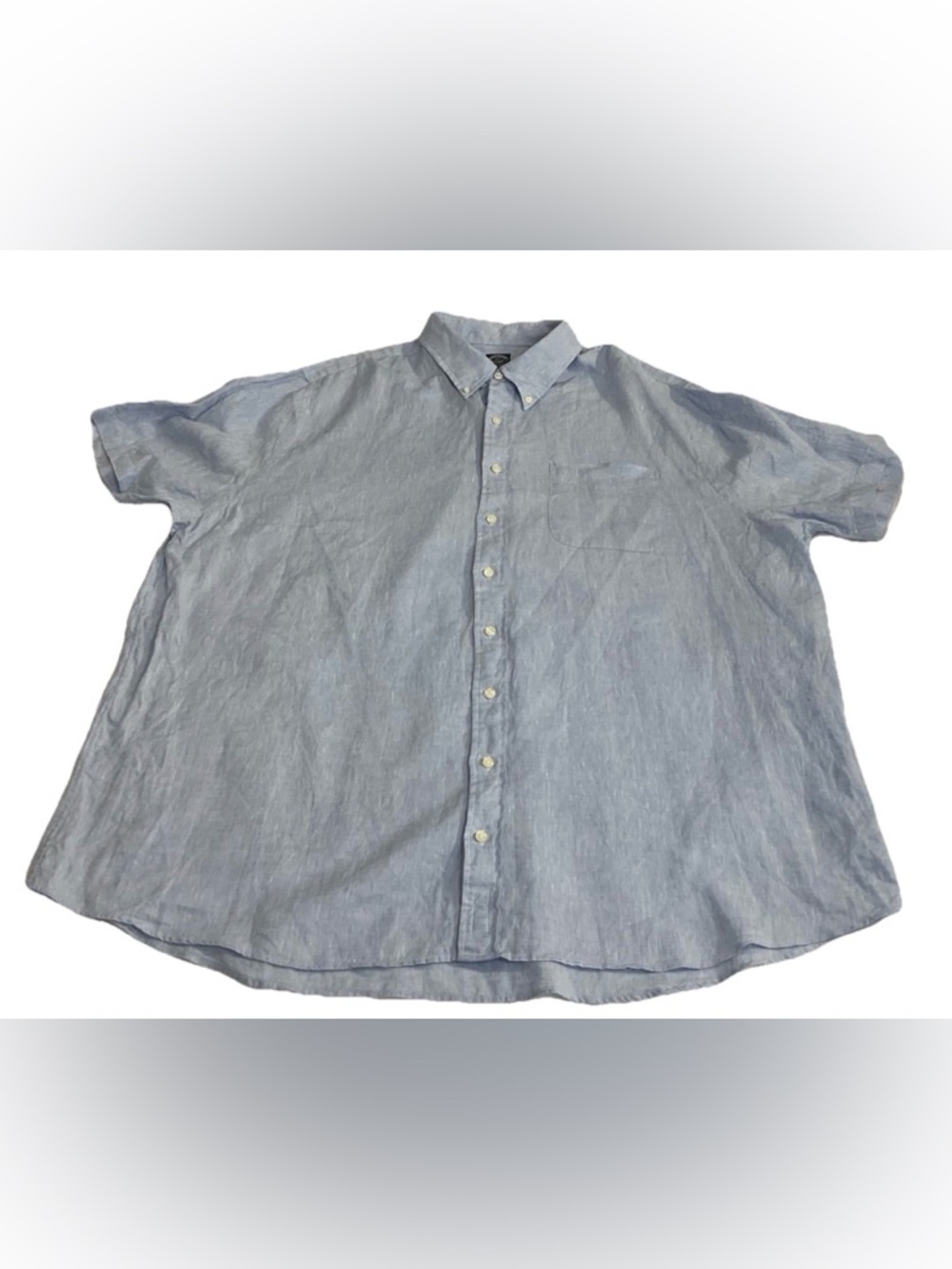 Brooks Brothers Shirt Men’s 3XLT Blue 100% Linen Short Sleeve  Button Up Summer